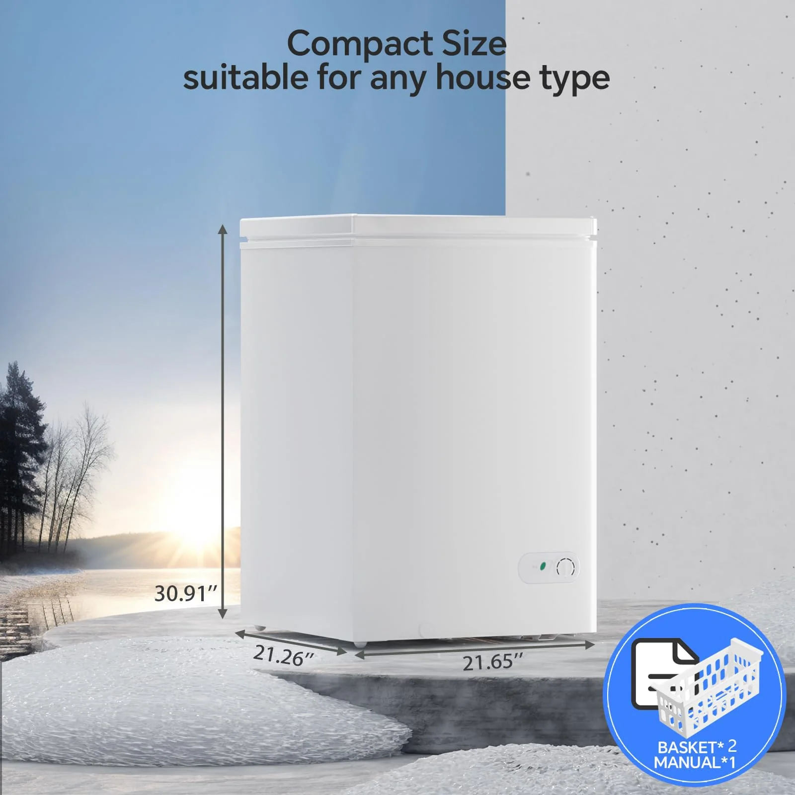 Kismile 3.5 Cubic Feet Chest Freezer