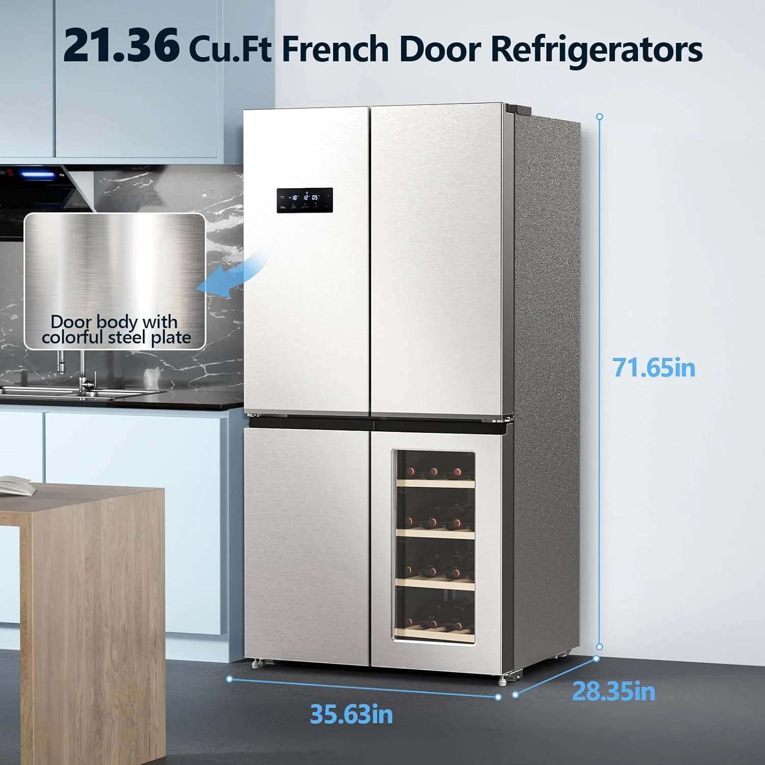 21.36 Cu.Ft French Door Refrigerators with Bottom Freezer 68605RLR0